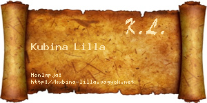 Kubina Lilla névjegykártya